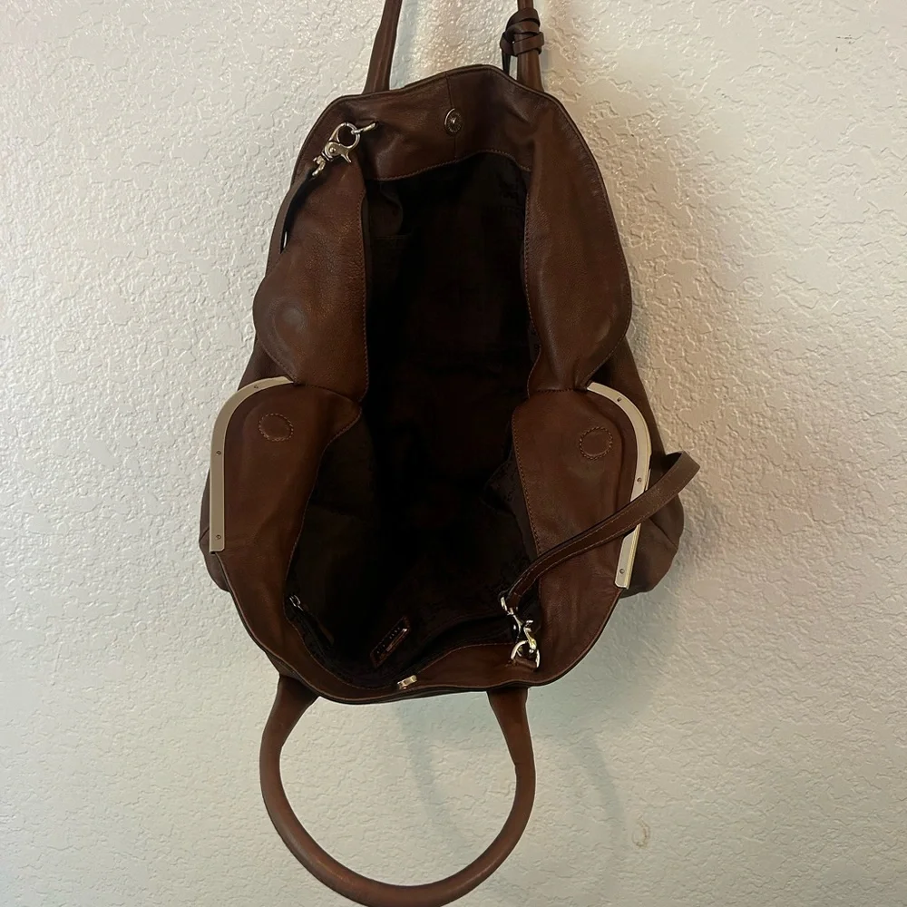 Gorgeous Coccinelle Brown Pebbled Leather Shoulder Bag | Quiet European Luxury